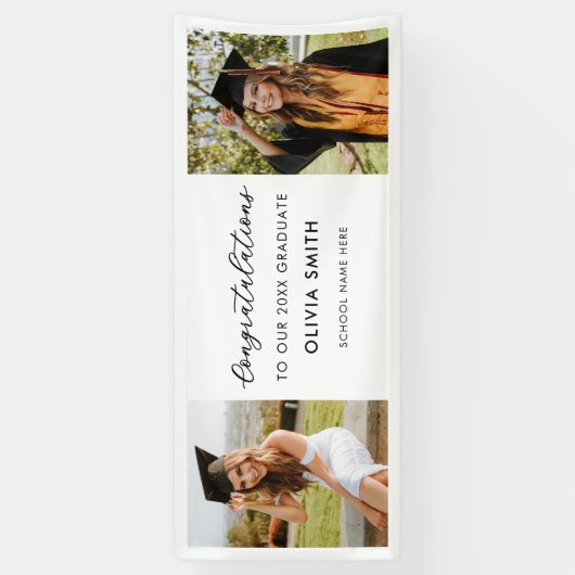 Elegant zwart-wit foto Afstuderen Spandoek (Verticaal)