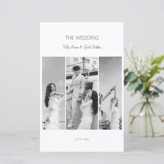 Elegant zwart-wit foto collage menu (Staand voorkant)