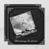 Elegant zwart wit foto doop kaart (Voorkant / Achterkant)