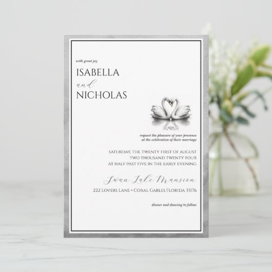 Elegant zwart-wit foto Jubileum Uitnodigen Kaart (Staand voorkant)