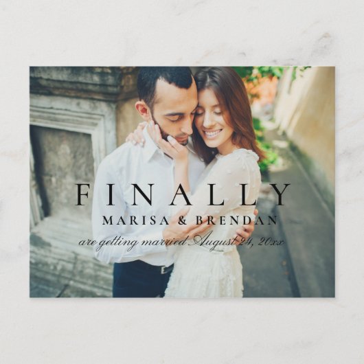 Elegant zwart wit foto Sla de datum op Aankondigingskaart (Voorkant)