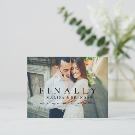 Elegant zwart wit foto Sla de datum op Aankondigingskaart (Staand voorkant)