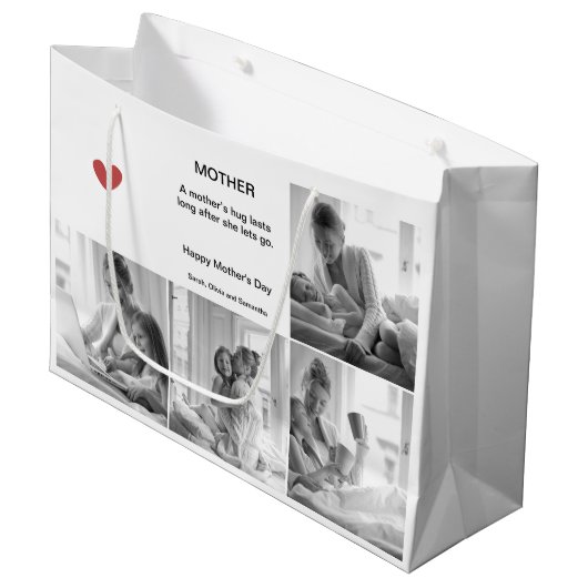 Elegant zwart-wit fotocollage Moederdag - Groot Cadeauzakje (Voorkant Gekanteld)