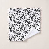 Elegant zwart-wit Frans Damaskpatroon Bad Handdoek (Wasdoekje)