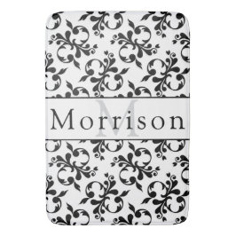 Elegant zwart-wit Frans Damaskpatroon Badmat