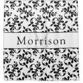 Elegant zwart-wit Frans Damaskpatroon Douchegordijn (Voorkant)