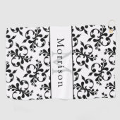 Elegant zwart-wit Frans Damaskpatroon Golfhanddoek (Horizontaal)