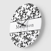 Elegant zwart-wit Frans Damaskpatroon Grote Klok (Hoek)