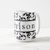 Elegant zwart-wit Frans Damaskpatroon Koffiemok (Voorkant rechts)