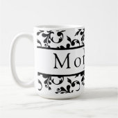 Elegant zwart-wit Frans Damaskpatroon Koffiemok (Links)