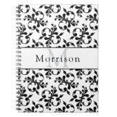 Elegant zwart-wit Frans Damaskpatroon Notitieboek (Voorkant)