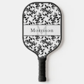 Elegant zwart-wit Frans Damaskpatroon Pickleball Paddle (Voorkant)