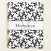 Elegant zwart-wit Frans Damaskpatroon Planner (Voorkant)