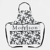 Elegant zwart-wit Frans Damaskpatroon Schort (Voorkant)