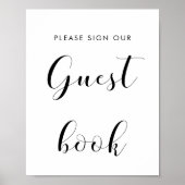 Elegant zwart-wit gastenboek trouwbord poster (Voorkant)
