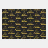 Elegant Zwart Wit & Geel Vrolijk Kerstfeest Inpakpapier Vel (Voorkant 2)