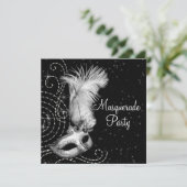 Elegant zwart-wit gemaskerd bal kaart (Staand voorkant)
