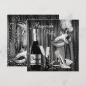 Elegant zwart-wit gemaskerd bal kaart (Voorkant / Achterkant)