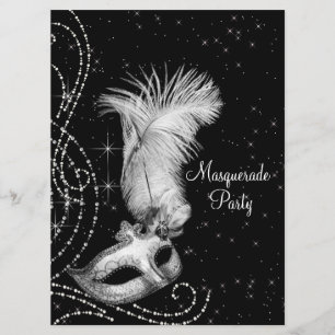 Elegant zwart-wit gemaskerd bal kaart