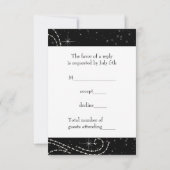Elegant zwart-wit gemaskerd bal RSVP kaartje (Achterkant)