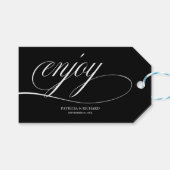 Elegant zwart-wit Geniet van bruiloft gunst Labels Cadeaulabel (Voorkant (Horizontaal))