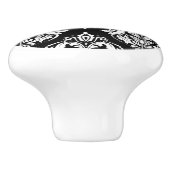 Elegant zwart-wit geometrisch damaspatroon keramische knop (Zijkant)