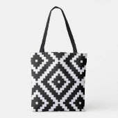 Elegant zwart-wit geometrisch monogram tote bag (Achterkant)