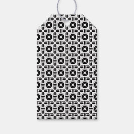 Elegant zwart-wit geometrisch patroon cadeaulabel
