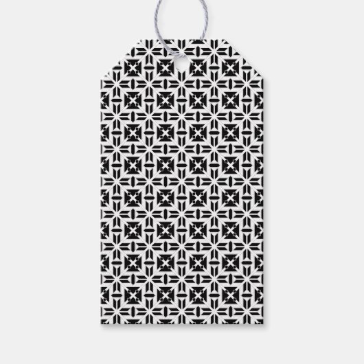 Elegant zwart-wit geometrisch patroon cadeaulabel (Voorkant)