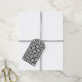 Elegant zwart-wit geometrisch patroon cadeaulabel (Met Touw)