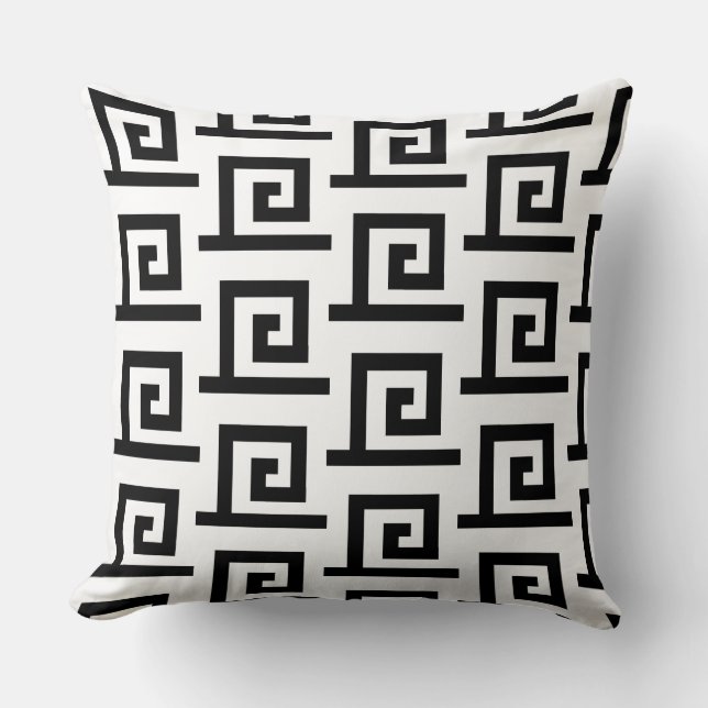 Elegant zwart-wit geometrisch patroon kussen (Voorkant)