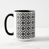 Elegant zwart-wit geometrisch patroon mok (Links)