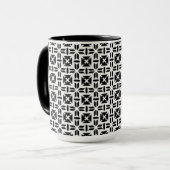 Elegant zwart-wit geometrisch patroon mok (Voorkant links)