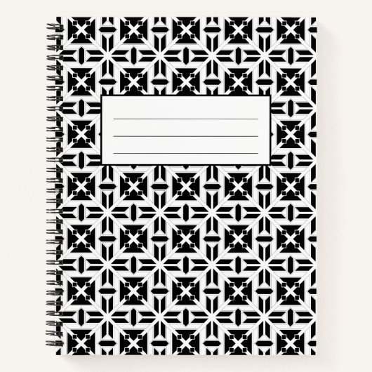 Elegant zwart-wit geometrisch patroon notitieboek (Voorkant)