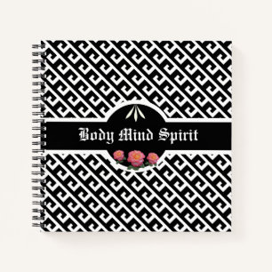 Elegant zwart-wit geometrisch patroon notitieboek