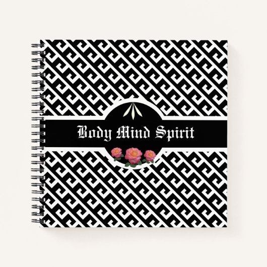 Elegant zwart-wit geometrisch patroon notitieboek (Voorkant)