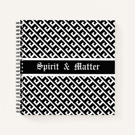Elegant zwart-wit geometrisch patroon notitieboek (Voorkant)