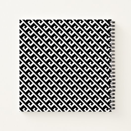 Elegant zwart-wit geometrisch patroon notitieboek (Achterkant)