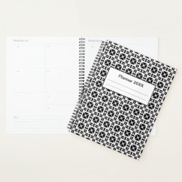 Elegant zwart-wit geometrisch patroon planner