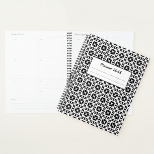 Elegant zwart-wit geometrisch patroon planner