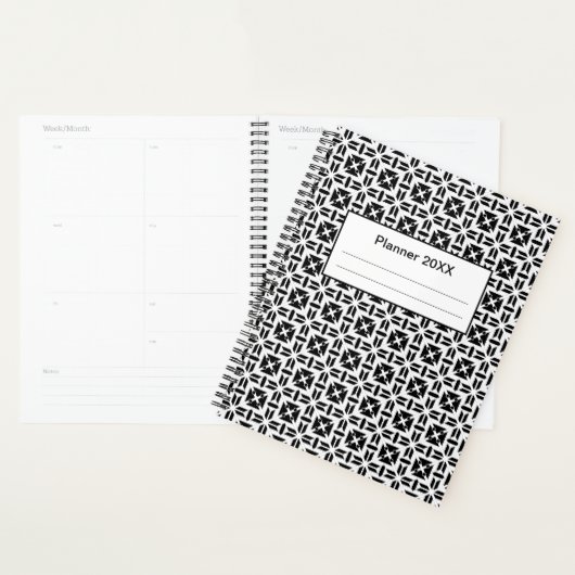 Elegant zwart-wit geometrisch patroon planner (Display)