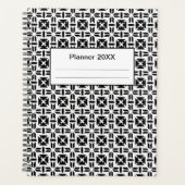 Elegant zwart-wit geometrisch patroon planner (Voorkant)