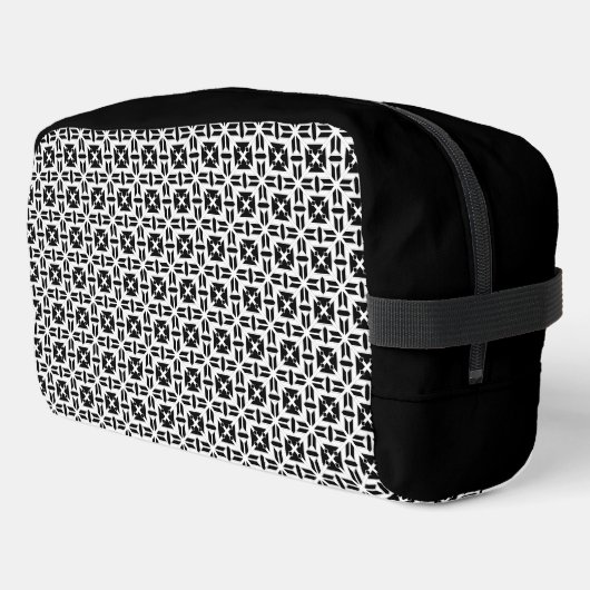 Elegant zwart-wit geometrisch patroon toilettasje (Linkerhoek)