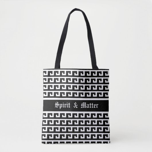 Elegant zwart-wit geometrisch patroon tote bag (Voorkant)