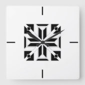 Elegant zwart-wit geometrisch patroon vierkante klok (Voorkant)