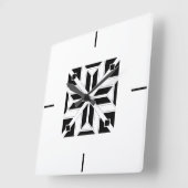 Elegant zwart-wit geometrisch patroon vierkante klok (Hoek)