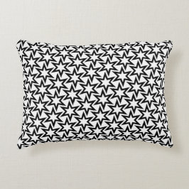 Elegant zwart-wit geometrisch sterrenpatroon accent kussen