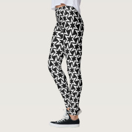 Elegant zwart-wit geometrisch sterrenpatroon leggings