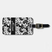 Elegant zwart-wit gepersonaliseerd Bagagelabel (Voorkant horizontaal)