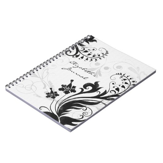 Elegant zwart wit gepersonaliseerd tijdschrift Not Notitieboek (Linkerzijde)